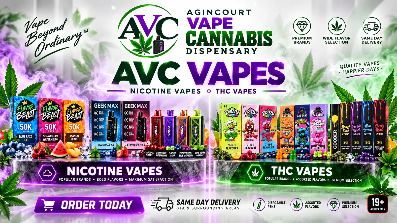 AVC Vapes: nicotine vapes and THC vapes at Agincourt Vape Cannabis Dispensary, Scarborough